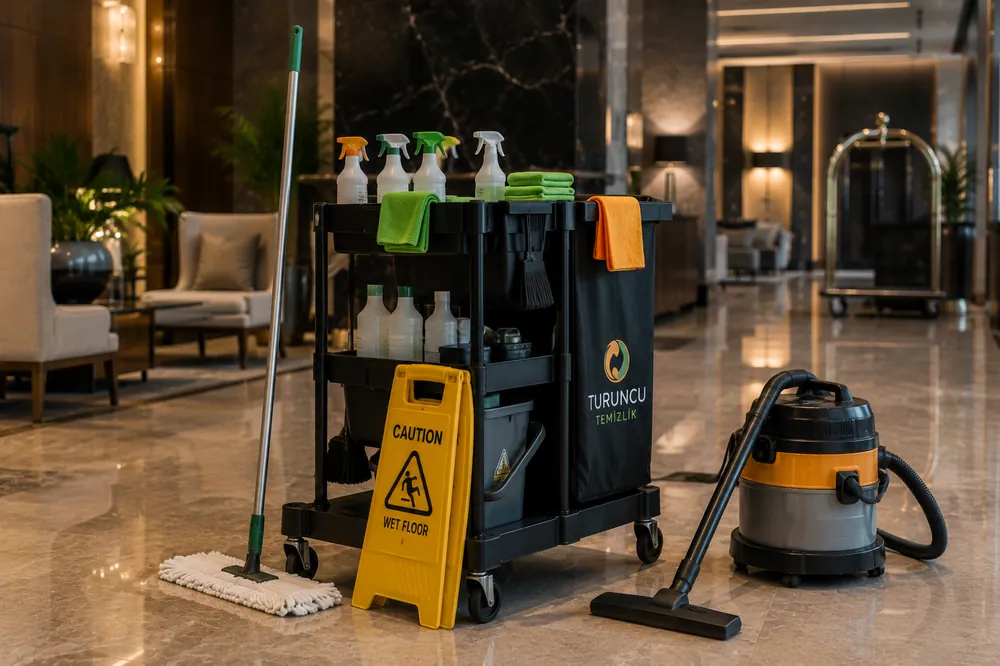 Turuncu Temizlik servis aracı