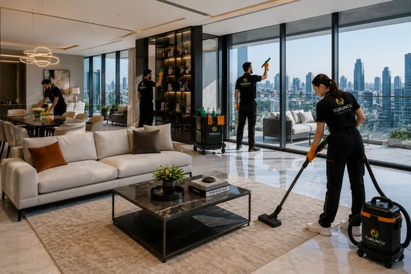Rezidans dairesinde salon ve cam temizliği