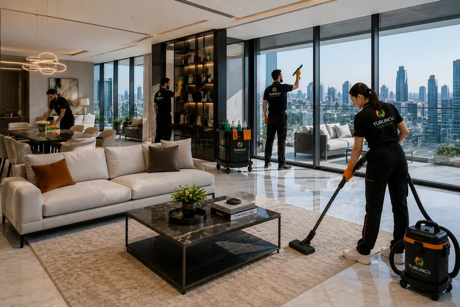 Rezidans dairesinde salon ve cam temizliği